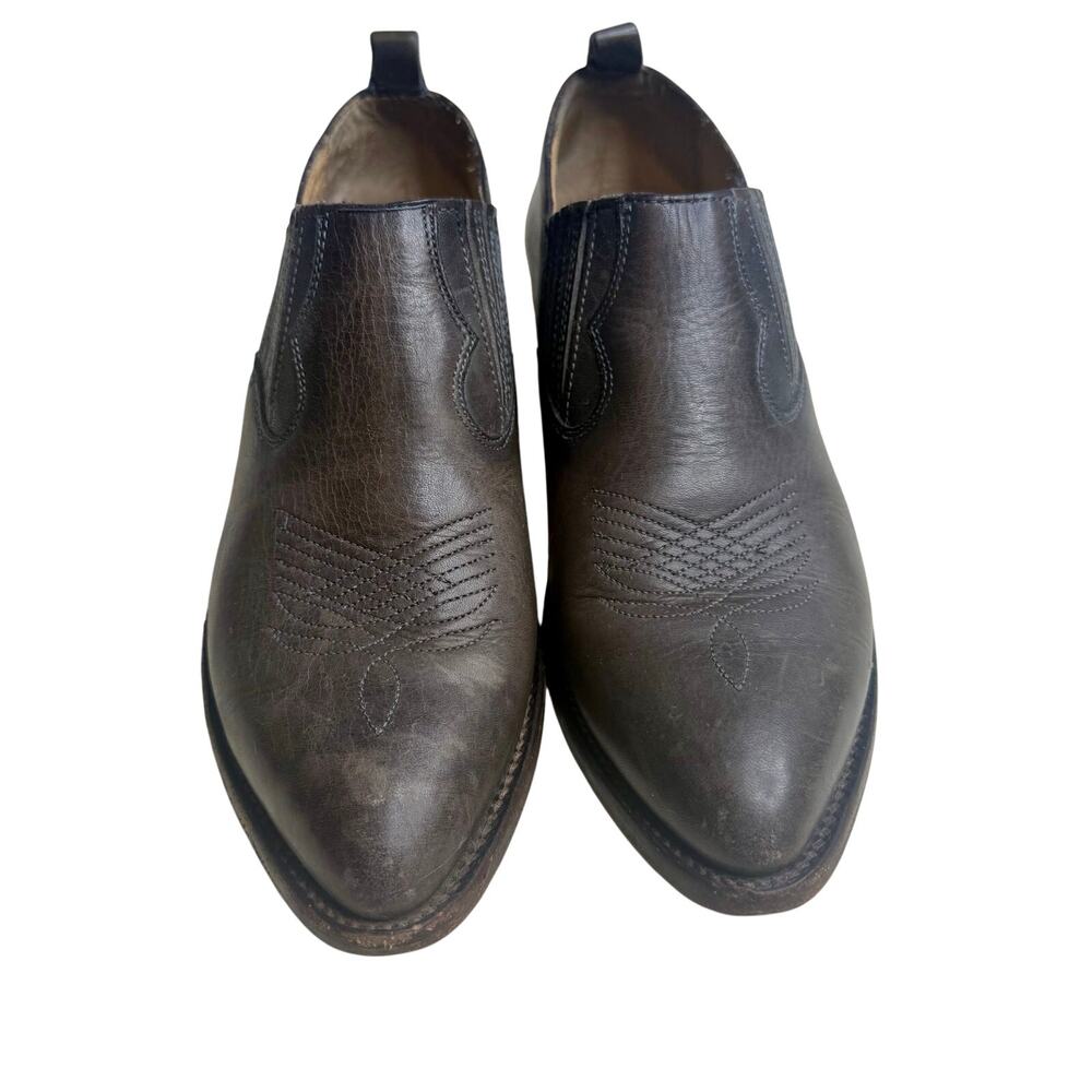 FRYE Women's 9 Billy Western Slip On Boot Shootie Leather Taupe Brown